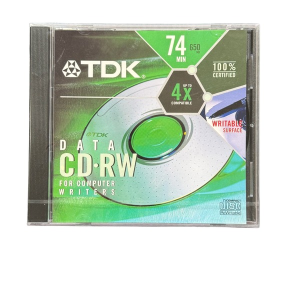 TDK CD-RW Data 74 Min 650MB 4x Compatible - Picture 1 of 2
